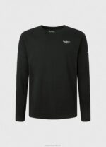 Men Black Pepe Jeans Long-Sleeved Cotton T-Shirt 60J401008 - Image 5