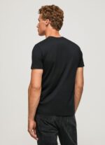 Men Black Pepe Jeans Printed Logo Cotton T-Shirt 60J401000 - Image 4