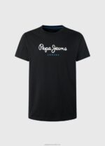 Men Black Pepe Jeans Printed Logo Cotton T-Shirt 60J401000 - Image 5