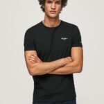 Men Black Pepe Jeans Printed Logo Cotton T-Shirt 60J401012