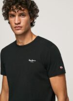 Men Black Pepe Jeans Printed Logo Cotton T-Shirt 60J401012 - Image 3