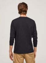 Men Black Pepe Jeans Printed Logo Cotton T-Shirt 60J401019 - Image 3