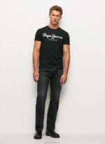 Men Black Pepe Jeans Short-Sleeved Cotton T-Shirt 60J401003 - Image 2