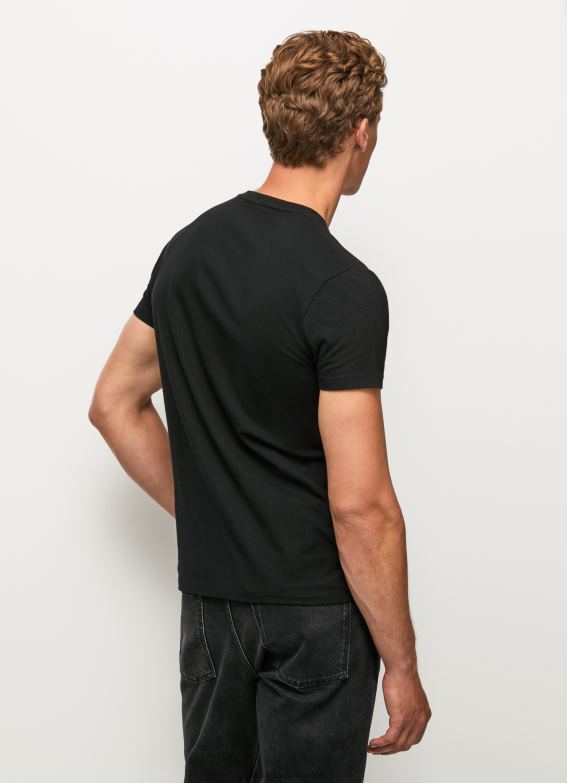 Men Black Pepe Jeans Short-Sleeved Cotton T-Shirt 60J401003 - Image 4