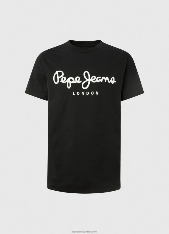 Men Black Pepe Jeans Short-Sleeved Cotton T-Shirt 60J401003 - Image 5