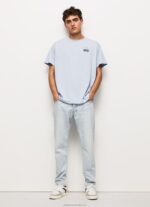 Men Bleach Blue Pepe Jeans 1973 Logo Cotton T-Shirt 60J40924 - Image 2