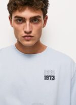 Men Bleach Blue Pepe Jeans 1973 Logo Cotton T-Shirt 60J40924 - Image 3