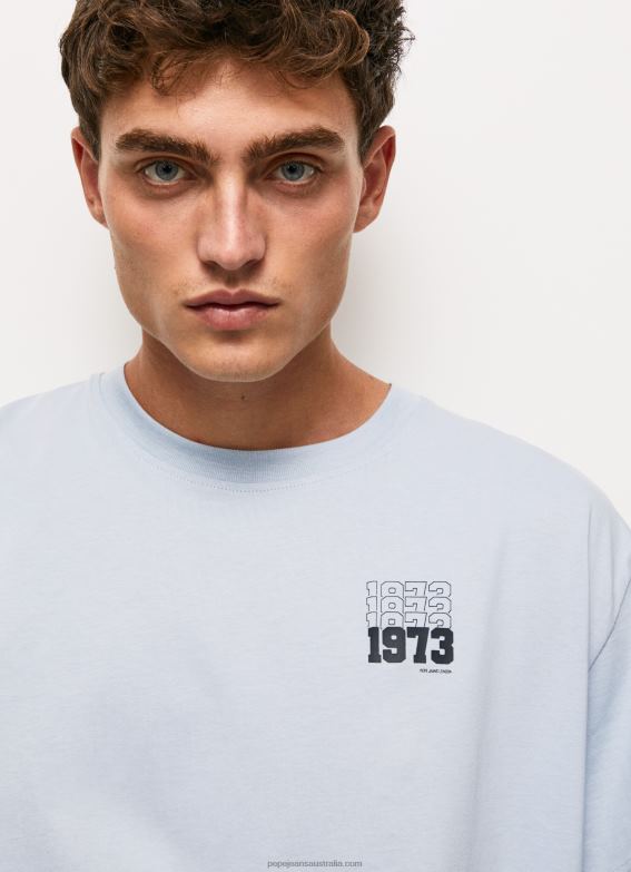 Men Bleach Blue Pepe Jeans 1973 Logo Cotton T-Shirt 60J40924 - Image 3