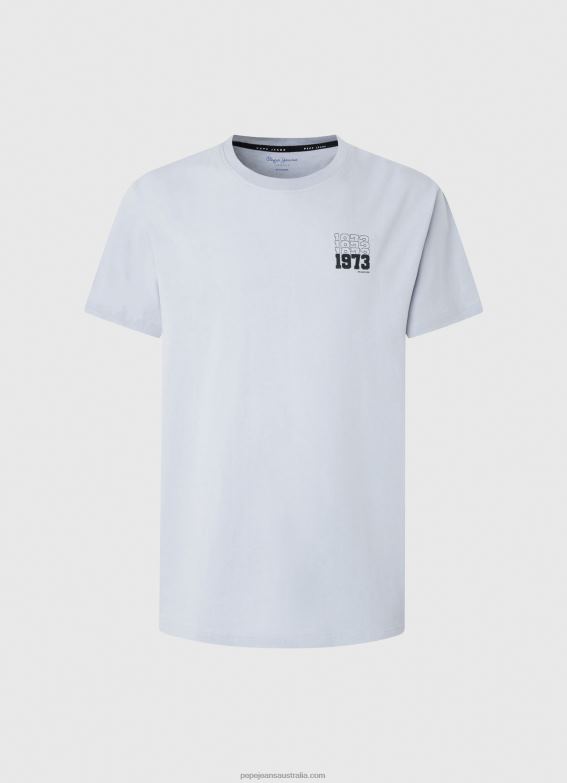 Men Bleach Blue Pepe Jeans 1973 Logo Cotton T-Shirt 60J40924 - Image 5
