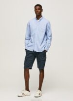 Men Bleach Blue Pepe Jeans Fabio Regular Fit Oxford Shirt 60J401027 - Image 2