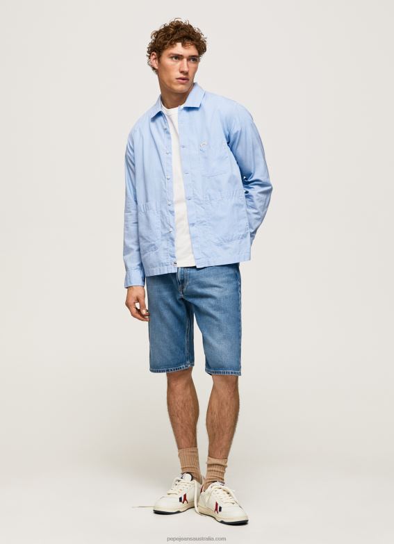 Men Bleach Blue Pepe Jeans Lambert Fil A Fil Straight Fit Shirt 60J401030 - Image 2