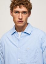 Men Bleach Blue Pepe Jeans Lambert Fil A Fil Straight Fit Shirt 60J401030 - Image 4