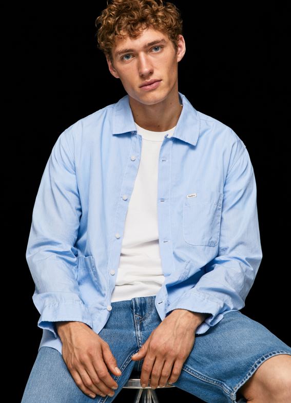 men_bleach_blue_pepe_jeans_lambert_fil_a_fil_straight_fit_shirt_60j401030.jpg Men Bleach Blue Pepe Jeans Lambert Fil A Fil Straight Fit Shirt 60J401030 - Image 1