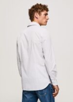 Men Bleach Blue Pepe Jeans Lawrence Slim Fit Poplin Shirt 60J401050 - Image 4