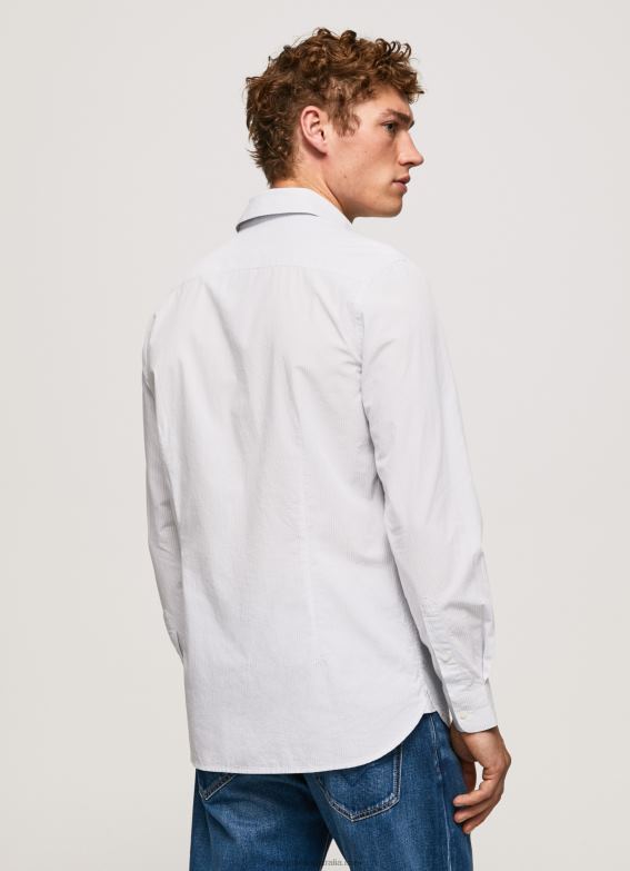 Men Bleach Blue Pepe Jeans Lawrence Slim Fit Poplin Shirt 60J401050 - Image 4