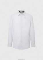 Men Bleach Blue Pepe Jeans Lawrence Slim Fit Poplin Shirt 60J401050 - Image 5