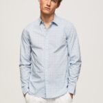 Men Bleach Blue Pepe Jeans Lovejoy Floral Poplin Shirt 60J401045