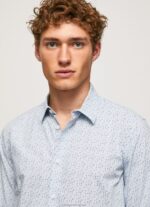 Men Bleach Blue Pepe Jeans Lovejoy Floral Poplin Shirt 60J401045 - Image 3