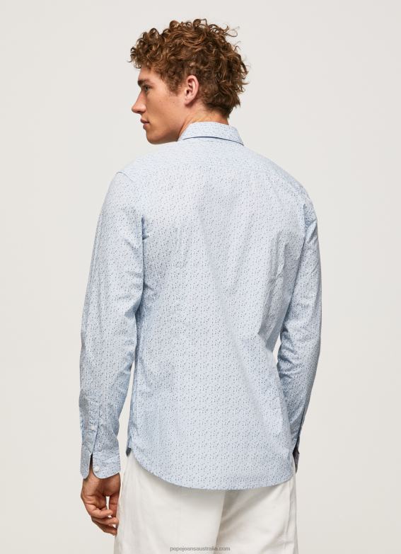 Men Bleach Blue Pepe Jeans Lovejoy Floral Poplin Shirt 60J401045 - Image 4