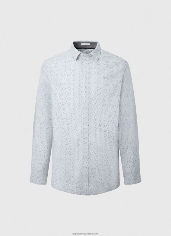 Men Bleach Blue Pepe Jeans Lovejoy Floral Poplin Shirt 60J401045 - Image 5