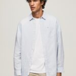 Men Bleach Blue Pepe Jeans Parker Long Sleeved Shirt 60J401071