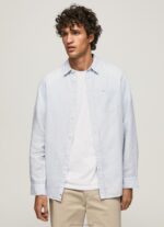 Men Bleach Blue Pepe Jeans Parker Long Sleeved Shirt 60J401071