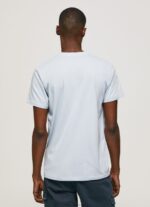Men Bleach Blue Pepe Jeans Printed Logo Cotton T-Shirt 60J40933 - Image 4