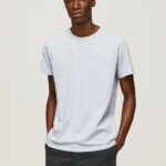 Men Bleach Blue Pepe Jeans Printed Logo Cotton T-Shirt 60J40947