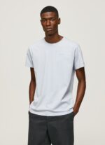 Men Bleach Blue Pepe Jeans Printed Logo Cotton T-Shirt 60J40947