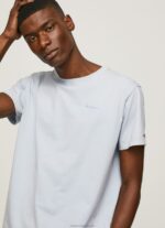 Men Bleach Blue Pepe Jeans Printed Logo Cotton T-Shirt 60J40947 - Image 3