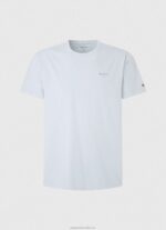 Men Bleach Blue Pepe Jeans Printed Logo Cotton T-Shirt 60J40947 - Image 5