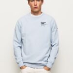 Men Bleach Blue Pepe Jeans Rounded Collar Cotton Jumper 60J40869