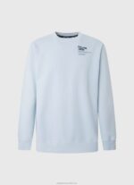 Men Bleach Blue Pepe Jeans Rounded Collar Cotton Jumper 60J40869 - Image 5