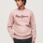Men Bleach Pink Pepe Jeans Embroidered Logo Cotton Jumper 60J40882