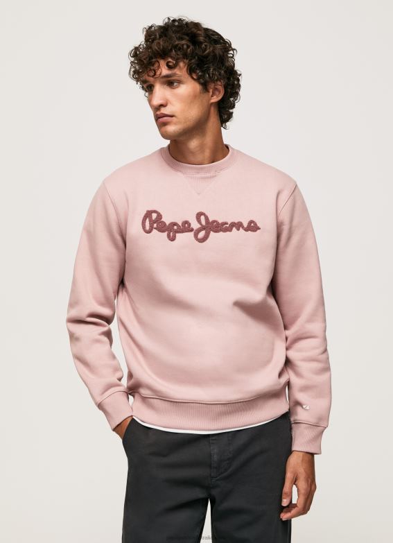 men_bleach_pink_pepe_jeans_embroidered_logo_cotton_jumper_60j40882.jpg Men Bleach Pink Pepe Jeans Embroidered Logo Cotton Jumper 60J40882 - Image 1