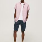 Men Bleach Pink Pepe Jeans Parker Short Sleeved Shirt 60J401058