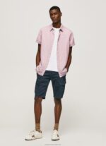 Men Bleach Pink Pepe Jeans Parker Short Sleeved Shirt 60J401058