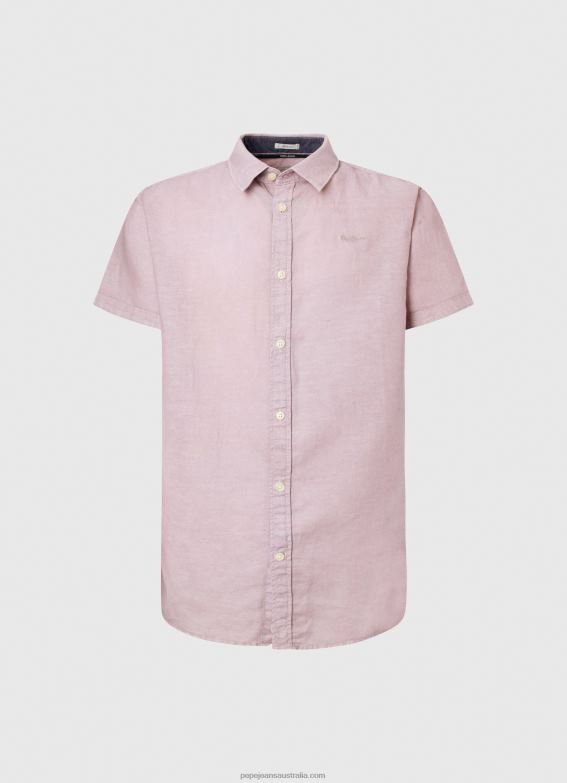 Men Bleach Pink Pepe Jeans Parker Short Sleeved Shirt 60J401058 - Image 5