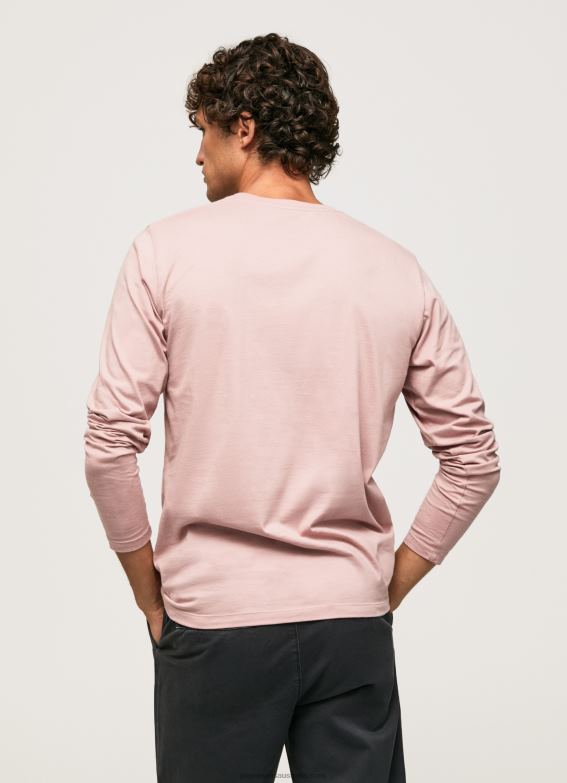 Men Bleach Pink Pepe Jeans Printed Logo Cotton T-Shirt 60J40915 - Image 4