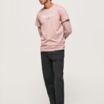 Men Bleach Pink Pepe Jeans Printed Logo Cotton T-Shirt 60J40917