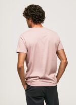 Men Bleach Pink Pepe Jeans Printed Logo Cotton T-Shirt 60J40917 - Image 4