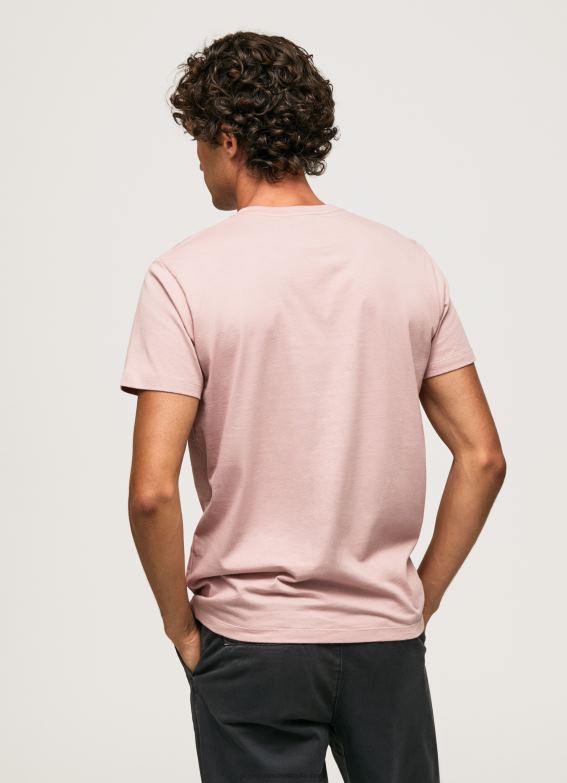 Men Bleach Pink Pepe Jeans Printed Logo Cotton T-Shirt 60J40917 - Image 4