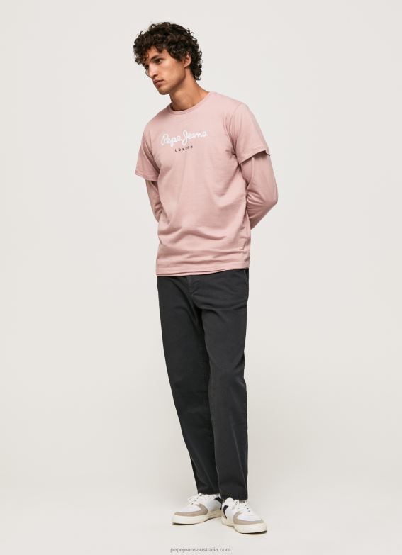 men_bleach_pink_pepe_jeans_printed_logo_cotton_t_shirt_60j40917.jpg Men Bleach Pink Pepe Jeans Printed Logo Cotton T-Shirt 60J40917 - Image 1