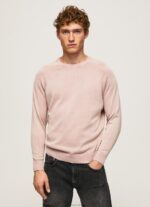 Men Bleach Pink Pepe Jeans Round Collar Cotton Jersey 60J40863