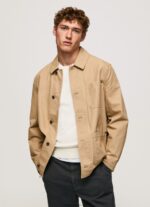Men Camel Pepe Jeans Canvas Utility Jacket 60J40827 - Image 3