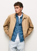 Men Camel Pepe Jeans Cotton Harrington Jacket 60J40830 - Image 4