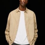 Men Camel Pepe Jeans Parker Long Sleeved Shirt 60J401039