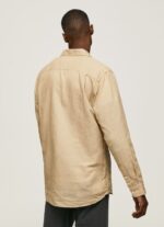 Men Camel Pepe Jeans Parker Long Sleeved Shirt 60J401039 - Image 5