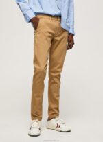 Men Camel Pepe Jeans Slim James Chino Trousers 60J401098 - Image 2
