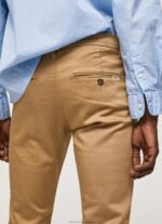 Men Camel Pepe Jeans Slim James Chino Trousers 60J401098 - Image 5